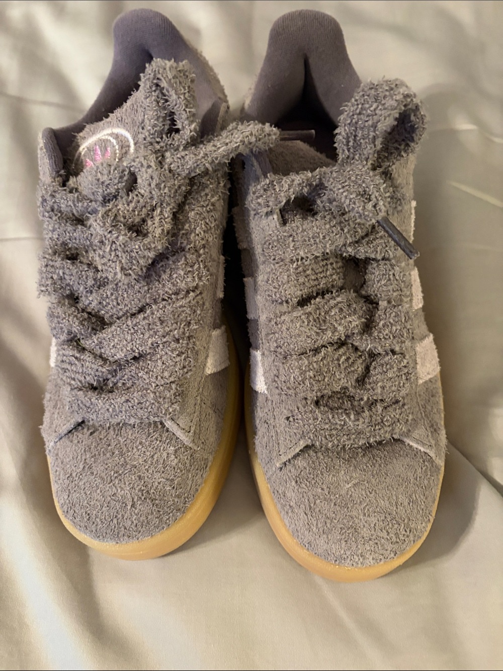 Adidas gray terry cloth tennis shoes